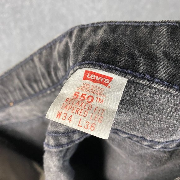 Vintage Levi's Jeans Men's 34x36 550 90s Charcoal Gray Denim Relaxed Fit Tapered - Picture 8 of 9